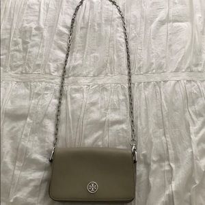 Gray Crossbody Tory Burch with silver hardware